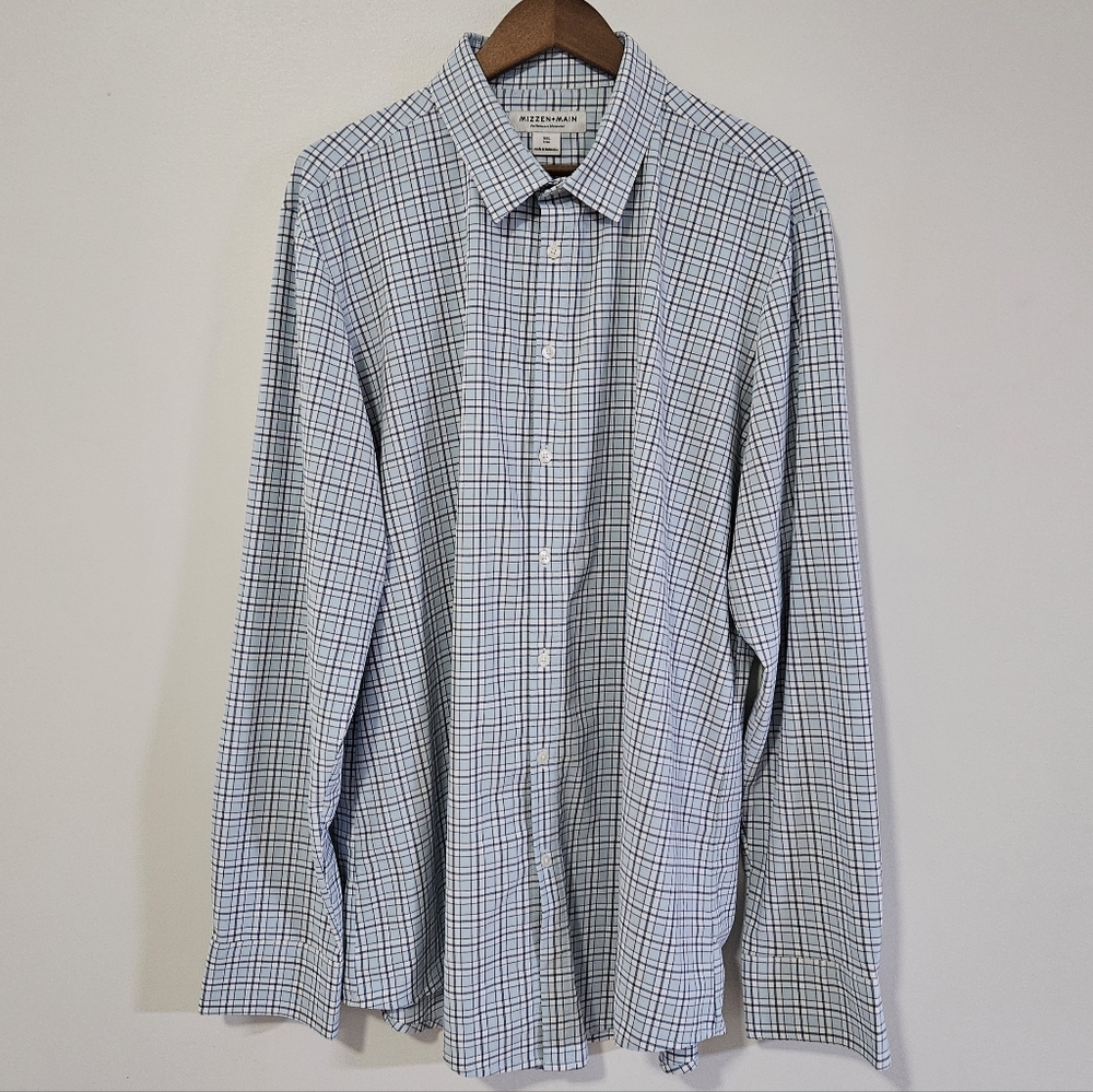 Mizzen+Main Leeward Long Sleeve Button Down Shirt XXL Trim Fit Check Plaid